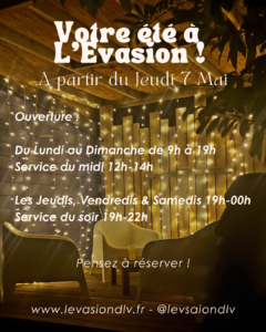 L'été approche à grand pas, nous sommes déjà prêt à vous accueillir dedans ou dehors sur la terrasse au bord de l'eau. Voici les horaires de l'été à partir du Jeudi 7 Mai 2026. Pensez à réserver directement sur le site via l'onglet réservation. A bientôt